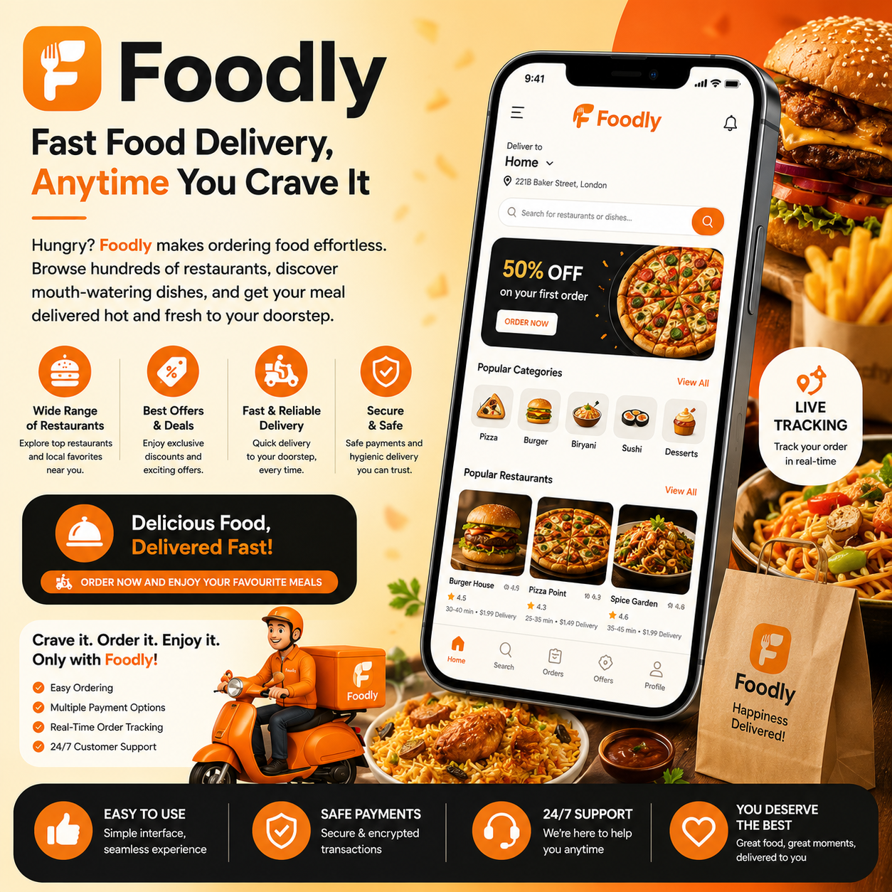 Foodly — Fast Food Delivery, Anytime You Crave It