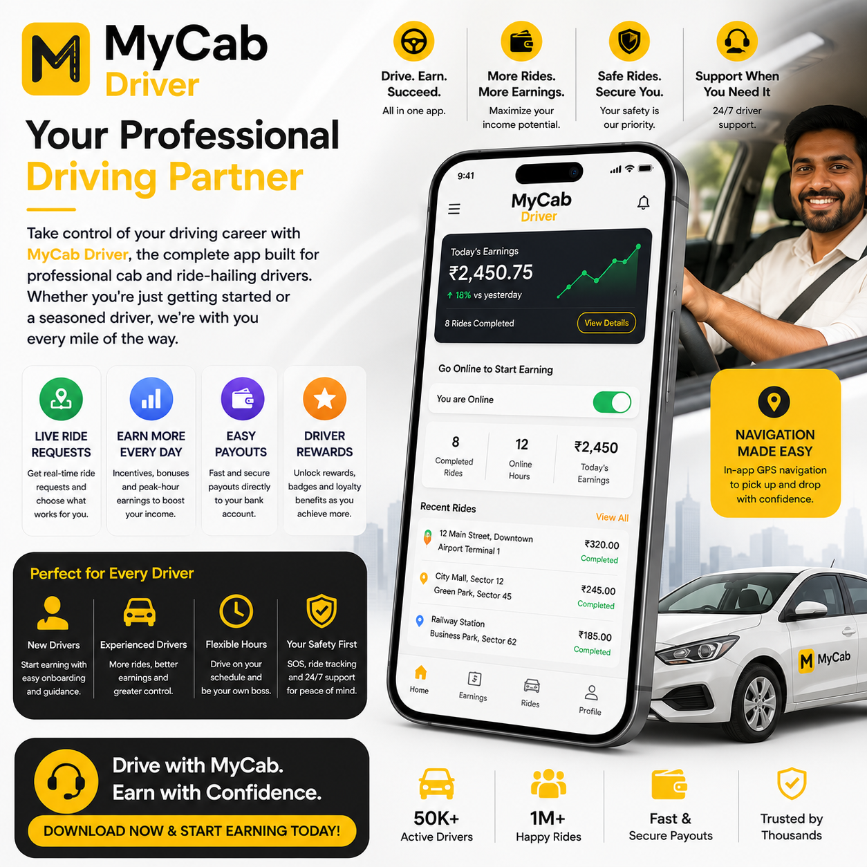 MyCab Driver — Your Professional Driving Partner